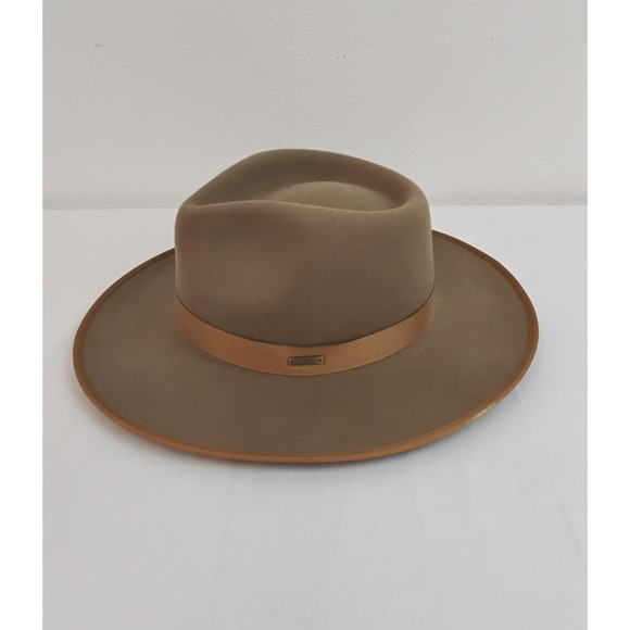 Gigi Pip Wide Brim Fedora Hat Women\'s 59 Beige 100% Australian Wool #W4708 main image 9